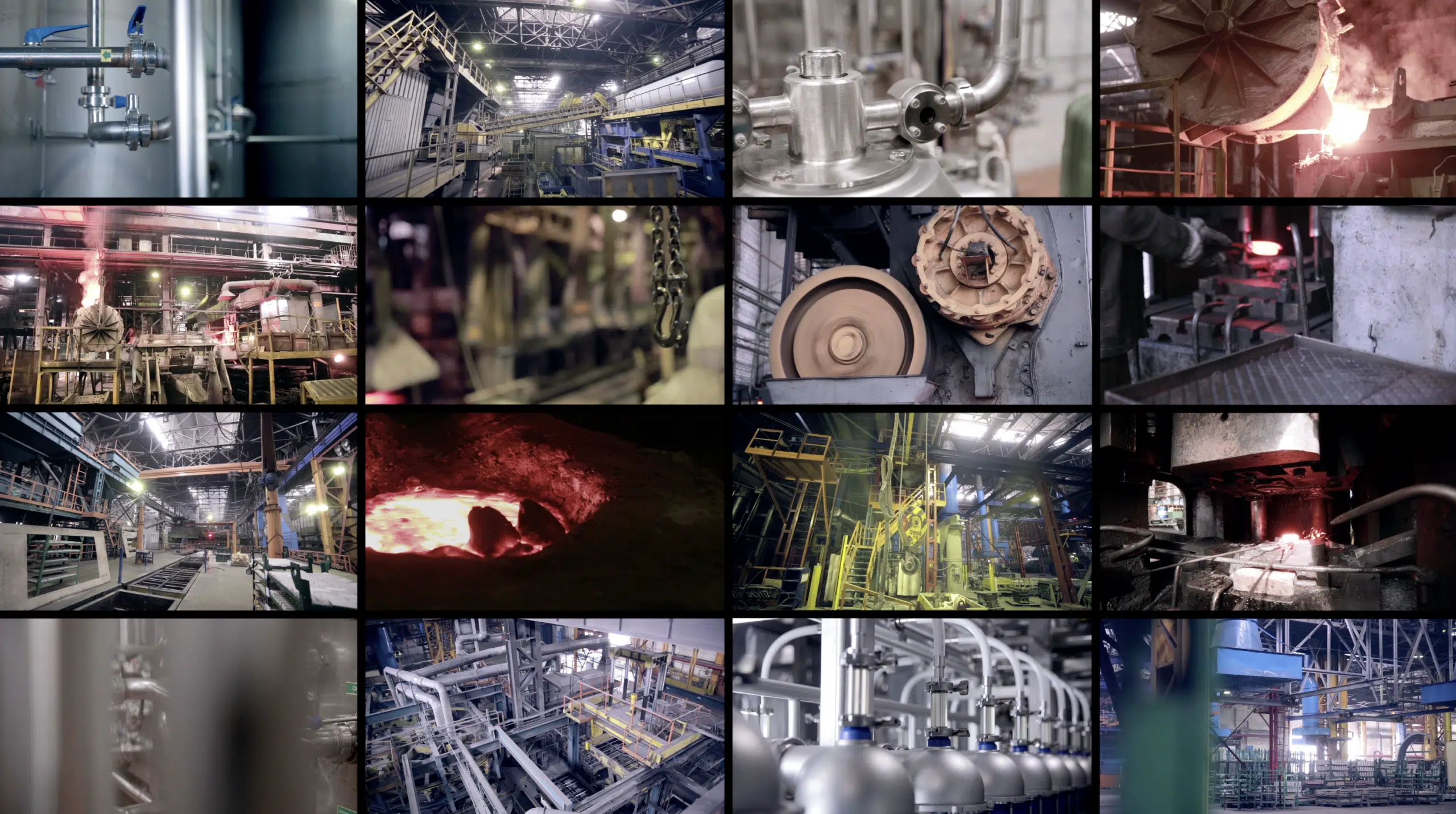 Collage industrieller Anwendungen und Produktionsanlagen